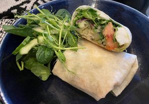 Pesto and vegetable wrap at Java Cafe in Whitby