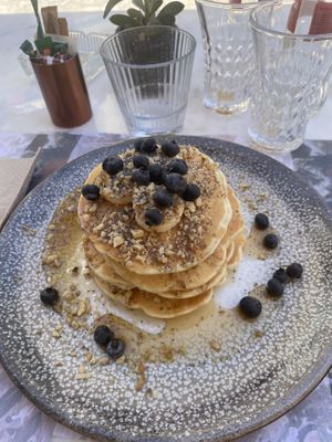 The pancakes from the dessert section with banana   at Favela No 17 in Corfu
