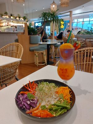 Shaka cafe viet noodle salad and tropical sunrise at SHAKA - Mall of Asia in Pasay