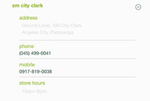 additional contact information  at Healthy Options - SM City Clark in Angeles