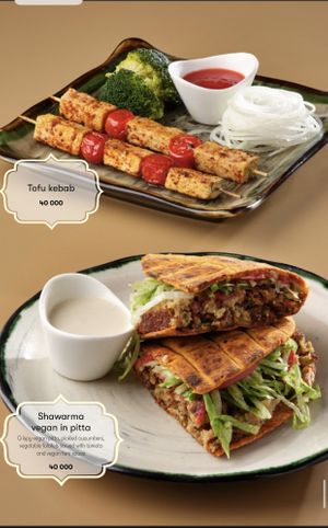 The majority of the dishes are vegan, but some may contain milk in a sauce or cheese (ask a waiter)   at Cafe 1991 in Tashkent