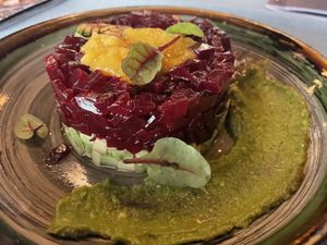 Beetroot Avocado tartar  at Cafe 1991 in Tashkent