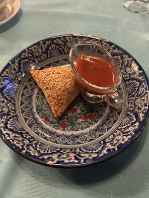 Pumpkin samsa  at Cafe 1991 in Tashkent