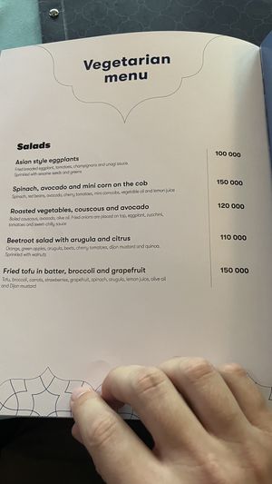 veg menu  at Cafe 1991 in Tashkent