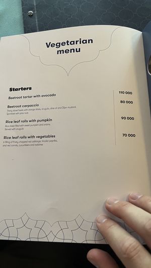 veg menu  at Cafe 1991 in Tashkent