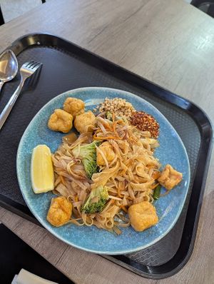 Vegan pad thai with tofu at Mango Thai Cafe in Sheffield