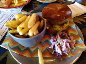 Burger and chips (March 2024) at Lounges - Morro Lounge in Richmond
