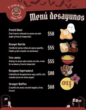 Menu as of Oct 2022  at El Jardin de Lilith in Mexico City