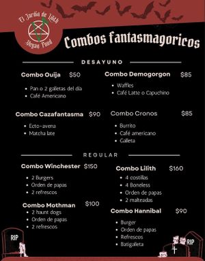 Menu as of Oct 2022  at El Jardin de Lilith in Mexico City