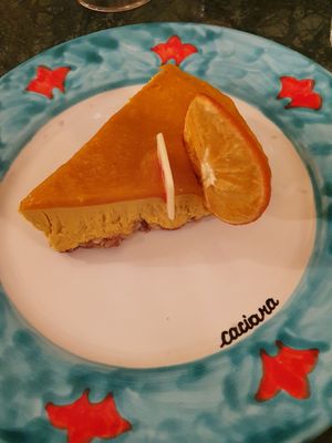 Mango cheescake at Caciara in Milan