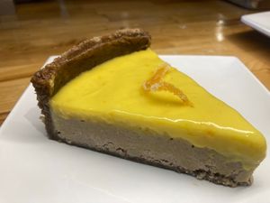 Vegan “cheesecake” with orange curd  at Ren Bakery & Espresso Bar in Tucson