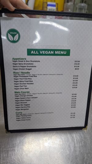 Full vegan menu at Thai Pepper in Sun Valley