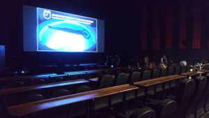 Theater with food tables at Sun-Ray Cinema in Jacksonville