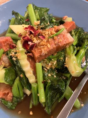 Plant based pork belly at Oops Modern Thai Restaurant in Sydney