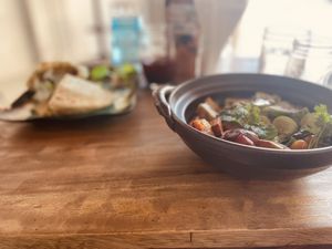 Falafel pocket and dirty farmer bowl  at The Fringe in Battambang