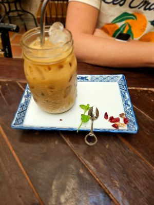 Coconut milk latte at The Fringe in Battambang