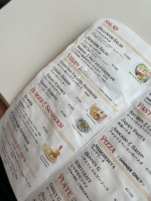 Vegan part of the menu  at Diego By The River in Fujisawa