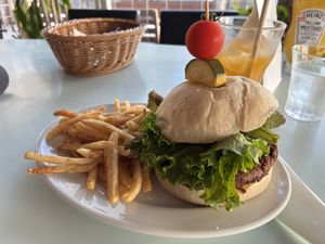 Vegan burger. No photo of their vegan burrito, but that is my favorite and my usual go to  at Diego By The River in Fujisawa