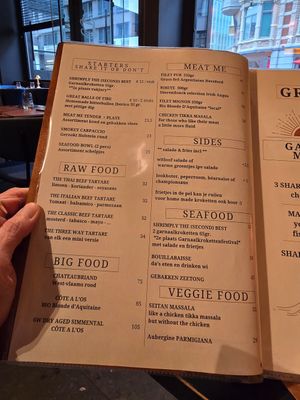 Menu at Gastrobar SAM in Oostende