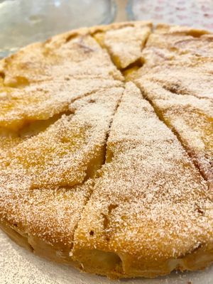 Vegan organic spelt peach cake.. NO SUGAR  at Capu Cafe in Mortsel