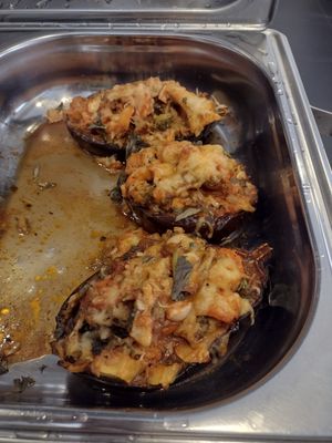 Eggplant vegan option; there is a different delicious vegan option each day at Cinco Cozinha Portuguesa e Vegetariana in Lisbon