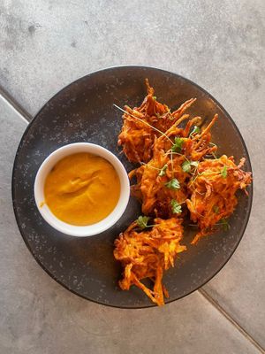 Root bhaji with coconut curry dip (Vegan) at Good Neighbour in South East London