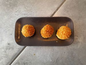 Roast pumpkin arancini with chipotle alioli (Vegan) at Good Neighbour in South East London