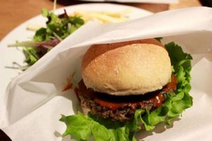 avocado burger at Matsuontoko Cafe in Kyoto