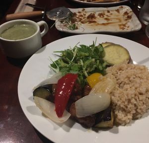 The dinner set.. uninspired and not filling at all at Matsuontoko Cafe in Kyoto