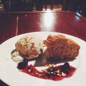 Vegan pumpkin cake with ice cream at Matsuontoko Cafe in Kyoto