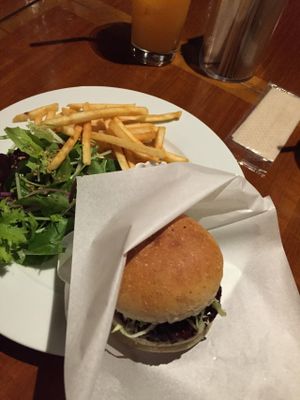 Nice burger set at Matsuontoko Cafe in Kyoto