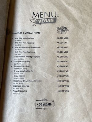 Menu 1  at Hoan Hỉ Vegan in Qui Nhon