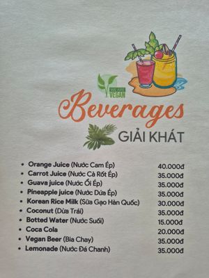 Menu 2024 page 3/3 at Hoan Hỉ Vegan in Qui Nhon