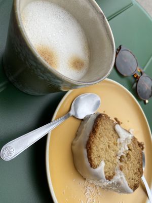 Lemon cake and Cappuccino   at BICEPS VEGGIE in Barbizon