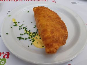 Menu of the day / Starter / Empanada criolla at Los Andenes Vegan - Puerta de Toledo in Madrid