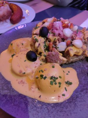 Arroz con Heura Huancaina at Los Andenes Vegan - Puerta de Toledo in Madrid