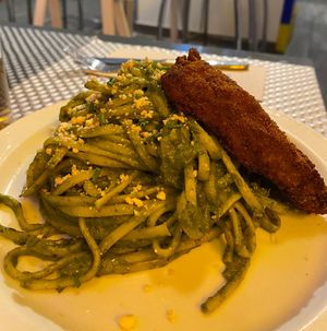 Tallarines pesto  at Los Andenes Vegan - Puerta de Toledo in Madrid