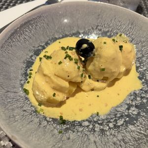 papa a la huancaina  at Los Andenes Vegan - Puerta de Toledo in Madrid