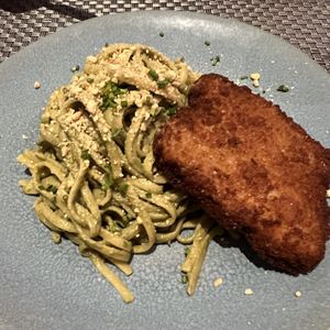 tallarín verde  at Los Andenes Vegan - Puerta de Toledo in Madrid