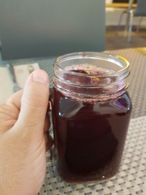 Chicha (sweet corn drink) at Los Andenes Vegan - Puerta de Toledo in Madrid