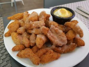 Fried "pork" at Los Andenes Vegan - Puerta de Toledo in Madrid