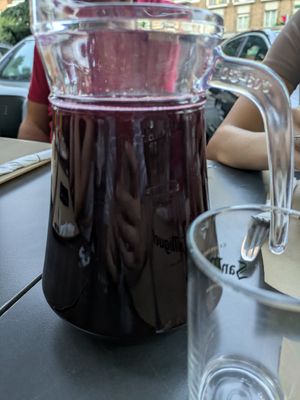 Chicha morada at Los Andenes Vegan - Puerta de Toledo in Madrid