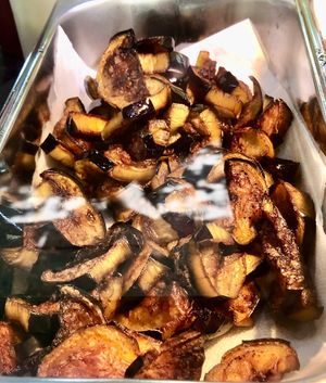 Fried aubergine   at Falafel King in Manchester