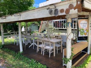 Outdoor seating area.  at Earth Embassy - Solar Cafe and Farm in Yamanashi