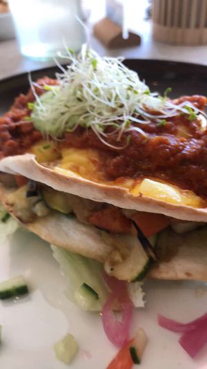 Vegan quesadilla with chipotle saus and cashew cream ? Absolutly beautiful! at Tilstede mat og mer in Kristiansand