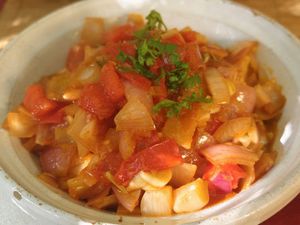 Saffa (couscous with tomatoes and onions) at Les Arcades in Tozeur