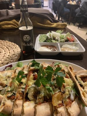 Pizza Pide with salad  at Il Vegano in Aachen