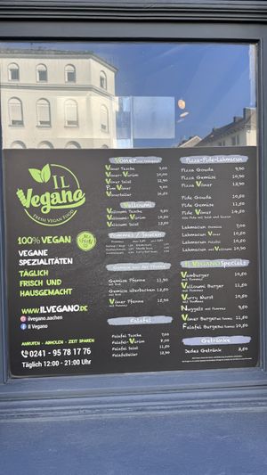 Menu outside  at Il Vegano in Aachen