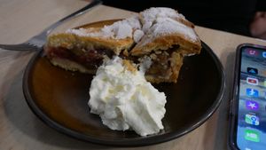Vegetarian Rhubarb Tart at Glenveagh Tea Rooms in Donegal