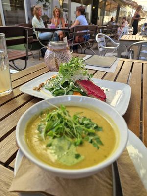 Soup and Salad on the side at Velo Heilbronn in Heilbronn